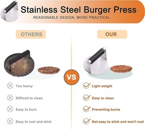 Smash <span class=keywords><strong>Burger</strong></span> Press mit Verbrühungs schutz Edelstahl <span class=keywords><strong>Burger</strong></span> Smasher Inklusive Grill zange & Grill Spatel Zubehör Kit - Product Image 6