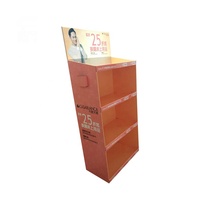 Présentoir de sol en carton OEM personnalisé pour aliments pour animaux de compagnie, montage facile, support de sol en carton ondulé pour les magasins de détail d'aliments pour chats
