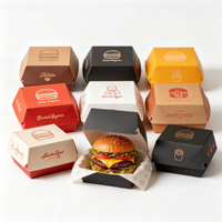 Emballage alimentaire personnalisé en papier couché biodégradable pour hot-dogs, hamburgers et burgers à emporter, avec gaufrage, en matériau recyclé pour restaurants