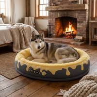Lit pour chien et chat écologique et mignon, rectangle, en polaire sherpa chaud, lavable, motif à pois, matelas doux