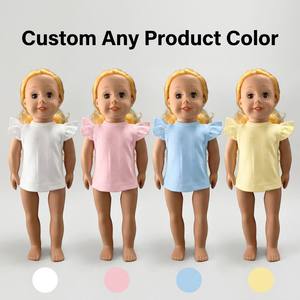 T-shirts personnalisés pour poupées de 18 pouces, vente en gros, tee-shirts en coton imprimés OEM pour fabricants de vêtements de poupées de 18 pouces - Product Image 4