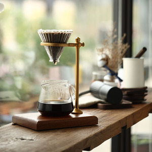 Support pour cafetière à filtre, base en bois réglable, support en alliage d'aluminium pour cafetière à filtre, style simple - Product Image 2