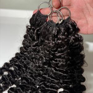 Offre Spéciale : Cheveux Humains Frisés Ondulés Profonds au Crochet Effet Plume # Lot de Cheveux au Crochet Pré-Séparés <span class=keywords><strong>Miracle</strong></span> Knots Couleur 1B pour Femmes - Product Image 4