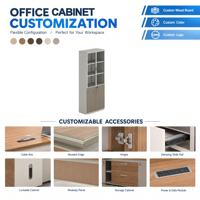 Armoire de rangement en bois pour bureau, bibliothèque avec porte en verre, armoire de classement en MDF avec serrure, couleur personnalisée, OEM ODM, mobilier de bureau