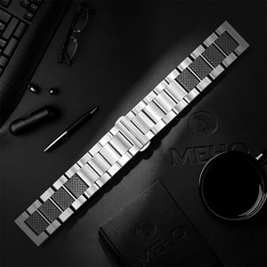 Bracelet de montre en acier inoxydable noir, bracelet de rechange à fermoir papillon pour tenue formelle - Product Image 1