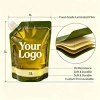 Pochette personnalisée pour huile d'olive avec robinet, sac d'emballage en plastique de qualité alimentaire anti-fuite, fabricant OEM, usine, logo personnalisé, ODM