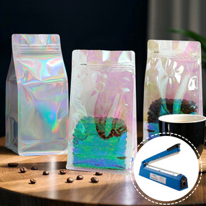 Bolsa de café con cierre vertical, película holográfica iridiscente, válvula única, bolsa de embalaje de calidad alimentaria para café, té y refrigerios - Product Image 2