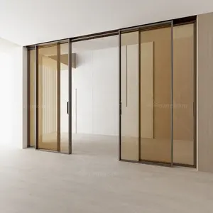 Pintu geser Interior kaca aluminium modern pivot frosted kaca interior pintu geser aman