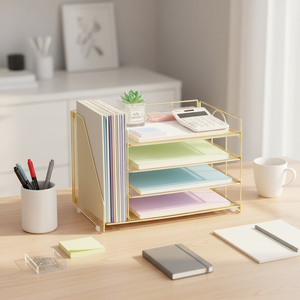 Organizador de Archivos de Oficina de Malla Metálica con Porta Revistas, Organizador de Escritorio - Product Image 3