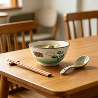 Lot de bols à manger en céramique et porcelaine, motif dessin animé, pour petit-déjeuner, motif animal mignon, bol à ramen sous-glaçuré, vaisselle personnalisable avec logo