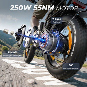 Vélo électrique pliable à pneus larges de 20 pouces en stock dans l'UE, 250W 48V 13Ah, autonomie de 120 km, double suspension, Shimano 7 vitesses, tout-terrain, 3-7 jours - Product Image 2