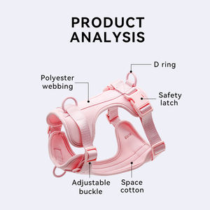 Muker Hot Selling New Light Pink <b>Soft</b> Comfortable Adjustable Polyester <b>Dog</b> <b>Collar</b> Leash Harness Set Poop Bag for Daily Walking - Product Image 3