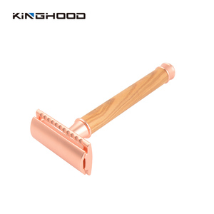 Pisau Cukur Pegangan Bambu, Pisau Cukur Keselamatan Kayu Balde Kembar Logam Ramah - Product Image 3