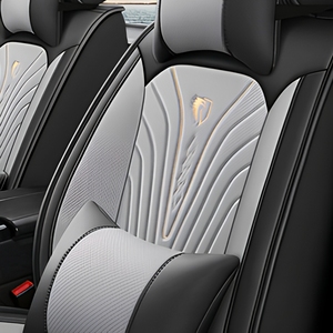 New Nappa Leather Luxury Car Seat Covers 5-Piece Universal Fit All Seasons Full <b>Set</b> with Steering Wheel Cover - Product Image 5