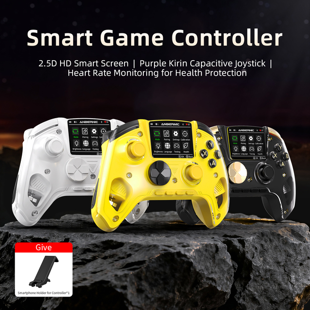 Anbernic Wireless Game Controller RG G01 Gamepad 1000Hz Polling Rate 21h Battery 2.5D IPS Screen for Heart Rate Tracking
