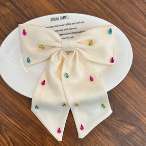 Trendy Elegant Women Hair Accessories Korean Large Back Head Colored Diamond-studded Bow Knot Hair <b>Clips</b> for Girls Hairgrip - Product Image 2