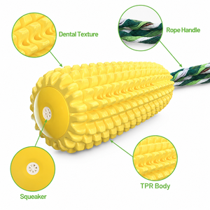Wholesale Eco Friendly TPR Natural Rubber Corn Squeak Dental Molar <strong>Dog</strong> Chew Toys for Small Medium Puppies Toothbrushing Training - Product Image 3