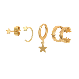 ROXI Juego de 4 pendientes de estrella estilo INS, pendientes de tuerca, pendientes de clip, pendientes colgantes de plata 925 - Product Image 1