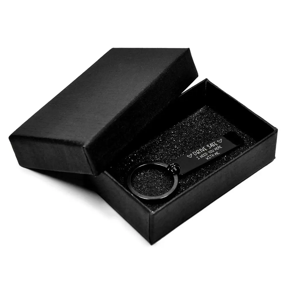 Wholesale keychain jewelry packing black paper gift box Business Gifts Box Paper cardboard gift box for keychain in stock