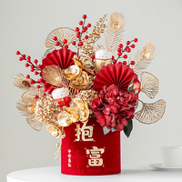 Vente en gros de bouquet de fleurs artificielles pour le nouvel an lunaire 2025, décor de table pour le nouvel an chinois, dôme de fleurs pour cadeaux pour le nouvel an vietnamien