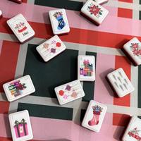 Ensemble de Mahjong de Noël de Luxe, 160 Tuiles, Design Vintage Casse-Noisette, Cadeau de Fêtes Personnalisé en Acrylique à Quatre Couches