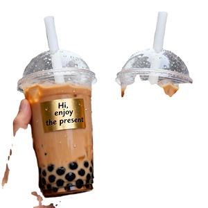 แก้วพลาสติก PET ใสแบบใช้ครั้งเดียว ขนาด 8-24 ออนซ์ สำหรับกาแฟเย็น ชานมไข่มุก วอดก้า และเครื่องดื่มอื่นๆ พร้อมฝาปิด รับผลิตจำนวนมาก พิมพ์โลโก้ได้ - Product Image 1