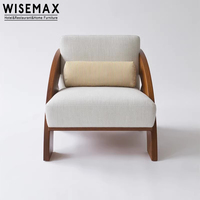 WISEMAX FURNITURE Canapé simple nordique Boucle blanche Tissu laine d'agneau Accoudoir en bois massif Chaise de loisirs Un siège pour une utilisation en appartement