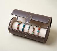 Portable Cylindre Perlé Poussière Ronde Bijoux PU Boîte Portable Bracelets Organisateur pour Étui De Voyage et Affichage De Cadeaux