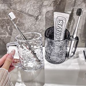 Vaso para cepillos de dientes con diseño de glaciar, transparente, gris, individual, para uso en el baño - Product Image 3