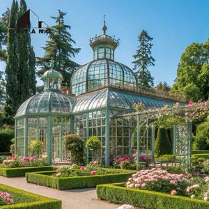 Décoration de jardin Gazebo en métal de luxe pour l'extérieur Grande serre en verre autoportante en fer pour mariage - Product Image 2