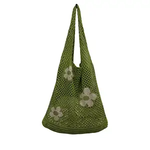 Borsa a mano di design all'uncinetto di vendita calda borsa a maglia di fiori borsa a tracolla vuota borsa a tracolla in filato
