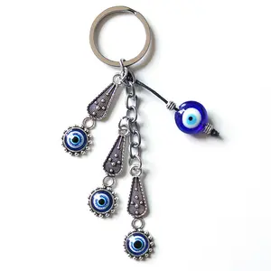 Turkije Blue Evil Eye Glas Hamsa Hand Charms Muur Hang Sleutelhanger Sieraden Fit Vrouwen Diy Fatima Hand Gift