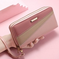 Dompet Panjang Wanita Model Vintage dengan Ritsleting, Bahan Kulit PU, Multifungsi, Dompet Koin Kecil dengan Banyak Slot Kartu