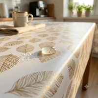 Nappe de table en PVC de luxe avec feuilles dorées, résistante aux taches, imperméable, pour mariage, fête, décoration de restaurant