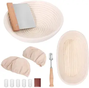 Proofing Basket Set Dough Rising Plastic Scraper Bread Lame Baking Suppliers Best Banneton Bread Proofing Basket Set