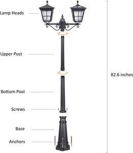 Açık su geçirmez <span class=keywords><strong>led</strong></span> yüksek kutup peyzaj ışığı sokak direk lambası park villa alüminyum bahçe için güneş ışığı - Product Image 6