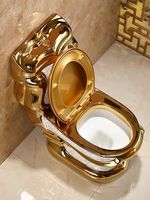 WC monobloc doré de luxe pour salle de bain, sanitaires plaqués or