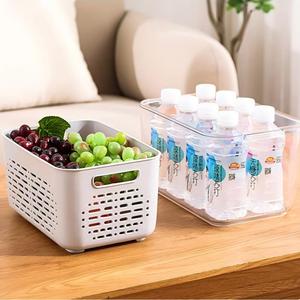 Boîte de rangement pour réfrigérateur avec couvercle ventilé pressable, panier de drainage séparable, en PET et PP, écologique, sans BPA, pour la conservation des aliments frais - Product Image 6