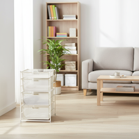 Étagère de rangement moderne en acier rectangulaire avec paniers extractibles, unité d'organisation à 4 tiroirs avec paniers en maille pour armoire/placard