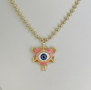 2024 nueva moda Unisex colgante cobre corazón chapado en oro collar mal de ojo para fiestas regalo para mujeres niños alta calidad - Product Image 3