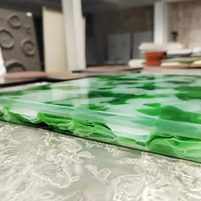 Agate blanche translucide jade verre vert hôtel coiffeuse panneau de verre jade dalle de verre émeraude