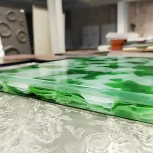 Agate blanche translucide jade verre vert hôtel coiffeuse panneau de verre jade dalle de verre émeraude