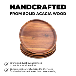 High Quality Eco-Friendly Acacia <strong>Wood</strong> Charger Round Wooden Dinner <strong>Plates</strong> for Dishes and Dessert - Product Image 2