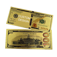 Billet de banque en polymère personnalisé de 100 $ US, imprimé numériquement, collection de monnaie avec placage en feuille d'or