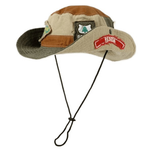 Sombrero de Pescador Retro con Parches, Verde Militar, de Algodón Transpirable, Protección Solar, para Viajes, Senderismo, Camping, Plegable - Product Image 5