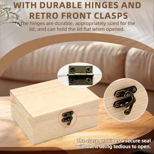 Caja <span class=keywords><strong>de</strong></span> Madera <span class=keywords><strong>de</strong></span> Pino Personalizada, Sin Acabado, Sin Pintar, con Tapa con Bisagras, para Manualidades, Venta al Por Mayor - Product Image 4