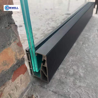 Base de balustrade en aluminium en U pour balcon en verre, sans bras, avec éclairage LED
