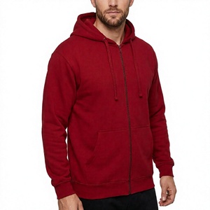 Sweat à capuche zippé pour homme 100% coton, motif uni, écologique, séchage rapide, respirant, décontracté, streetwear d'hiver - Product Image 1