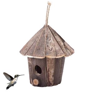 Alimentador de Nido de Pájaro salvaje para jardín de cáscara de coco, casas de pájaros de madera maciza para canarios - Product Image 1