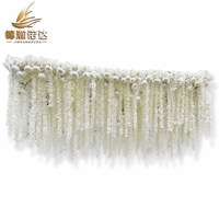 Rideau de fleurs artificielles de glycine blanches pour toile de fond de plafond de mariage et décoration en drapé de tissu